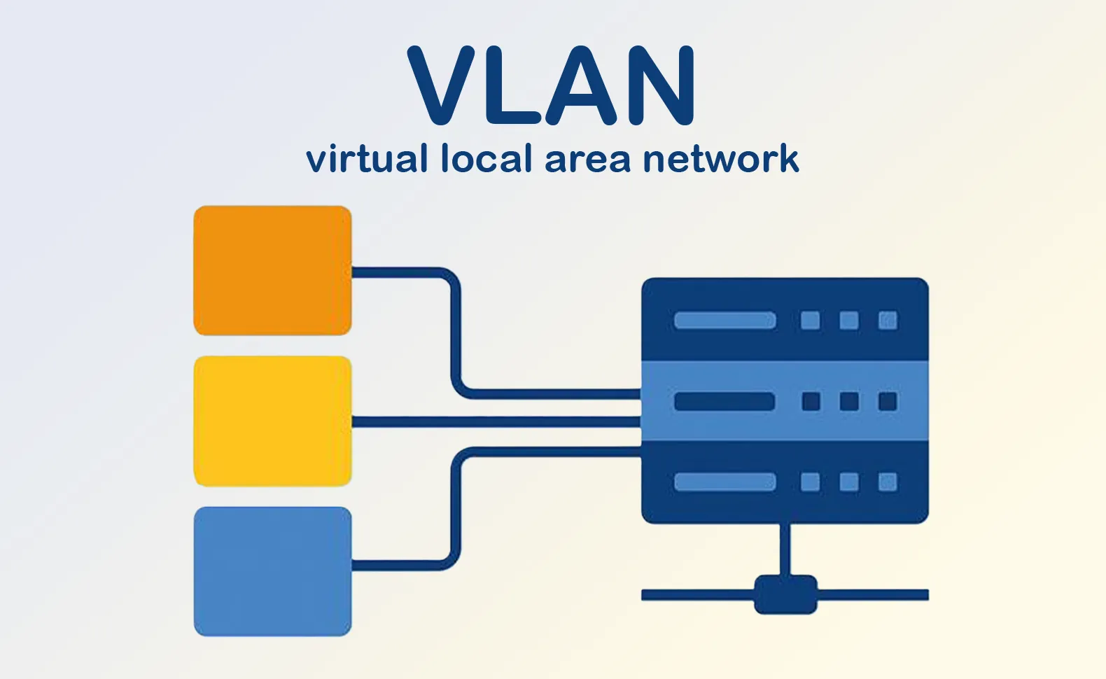 Técnico conecta switch e firewall em rack configurando VLANs