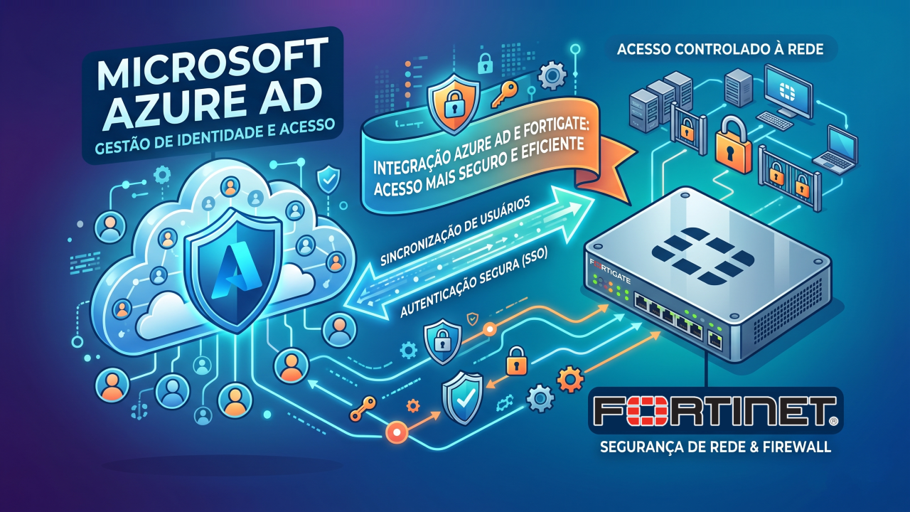 Conceito de integração segura entre firewall FortiGate e nuvem Azure AD